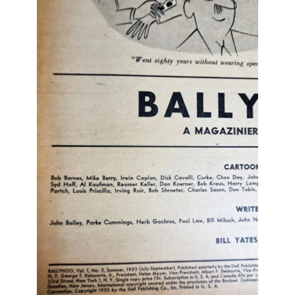 Ballyhoo Vol 1 #3 1953 Humor Satire Magazine Satire Cartoons Commentary VF